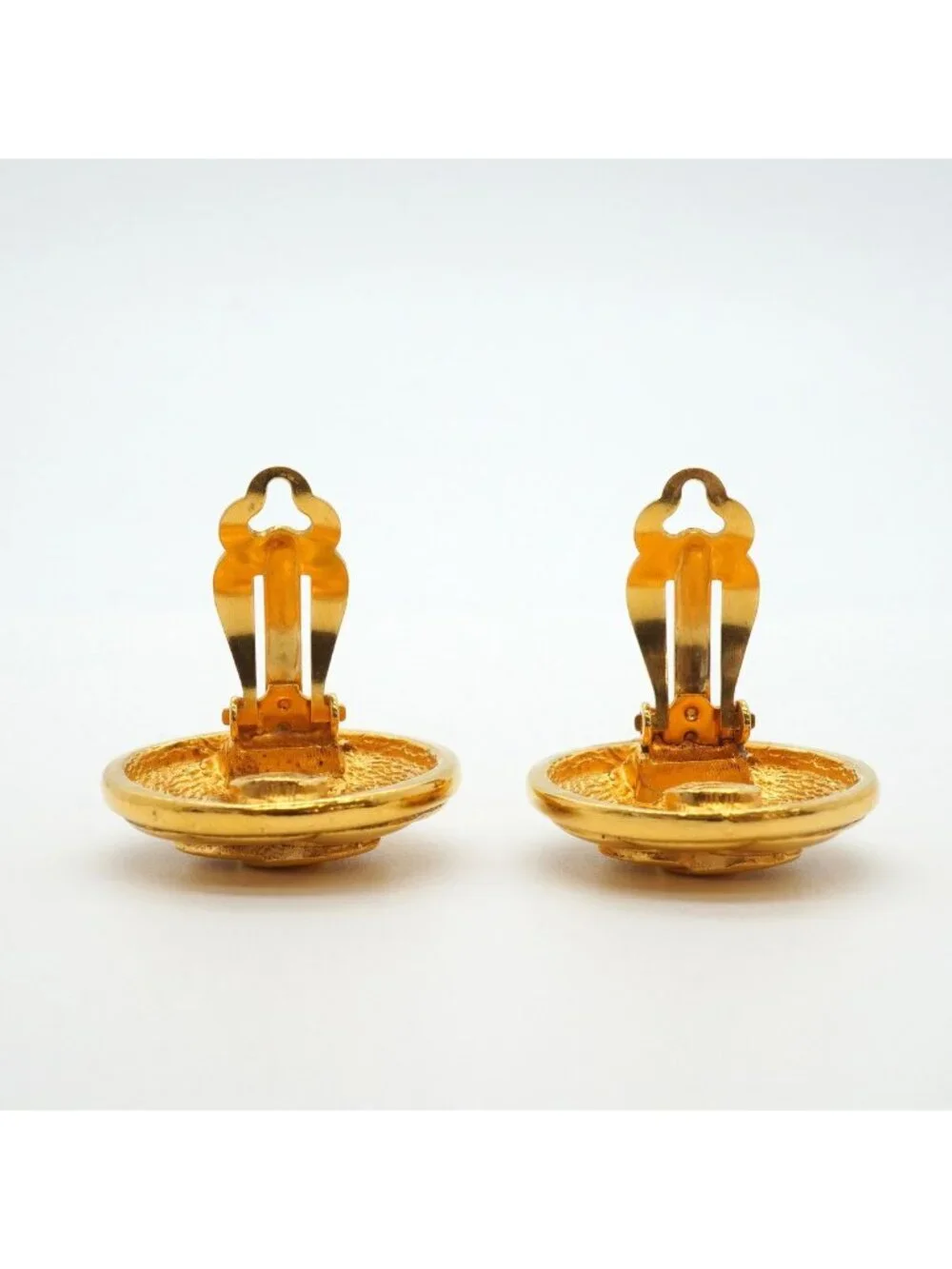 Chanel Earrings Vintage CC Logo Quilted Round